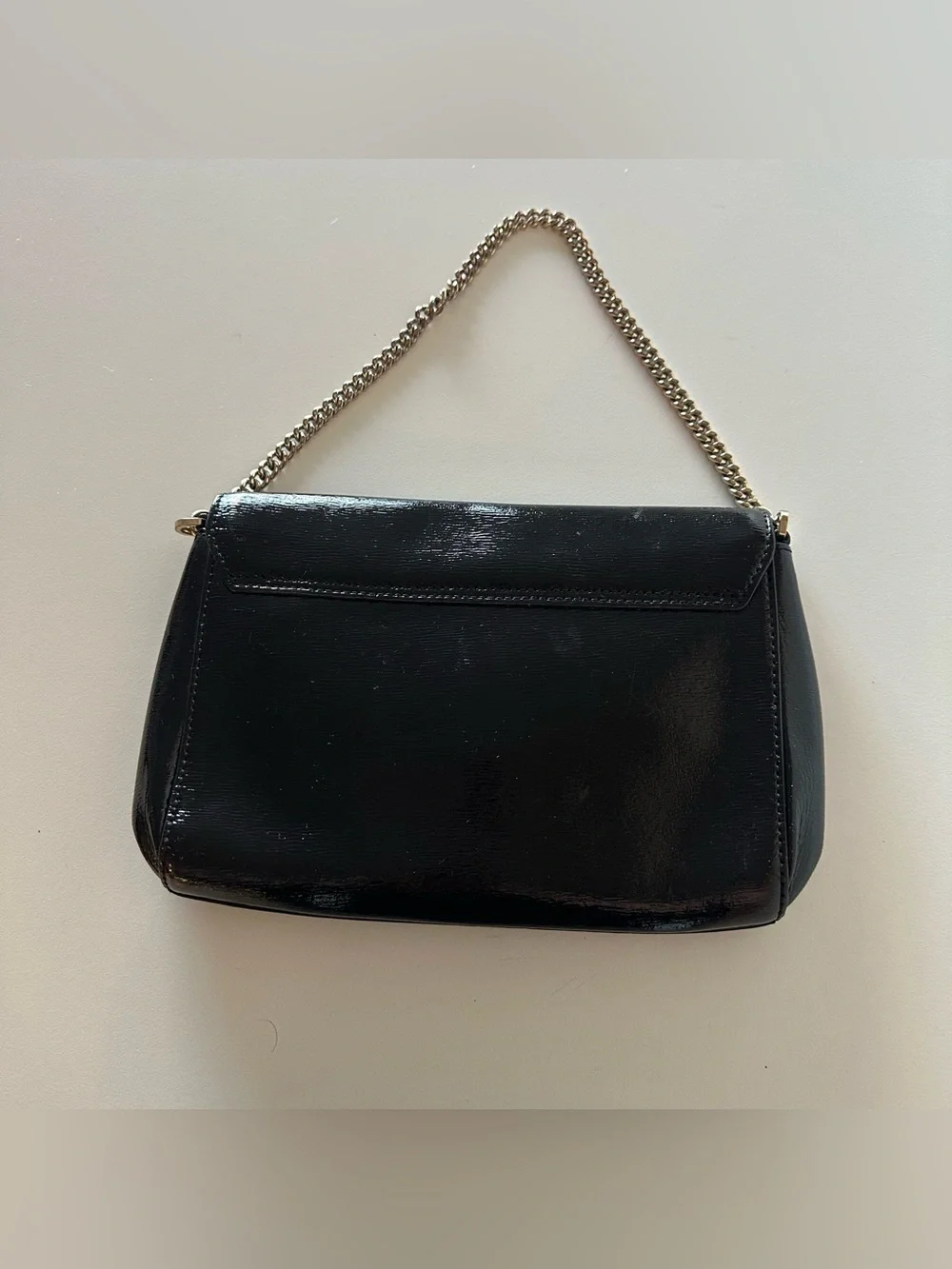 Kate Spade Y2K Laurel Way Greer Patent Black Leather Shoulder Bag Chain   Super